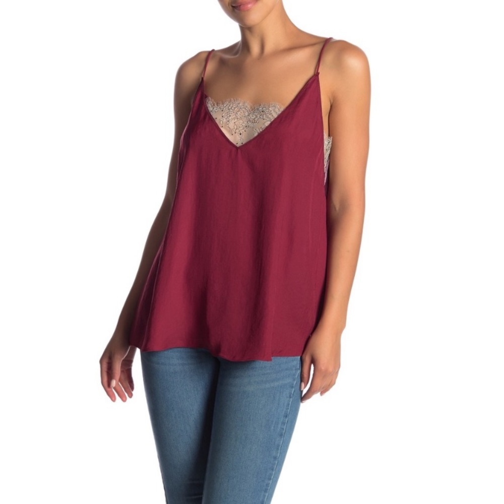 Free People Lace Crimson Deep Cami Tank